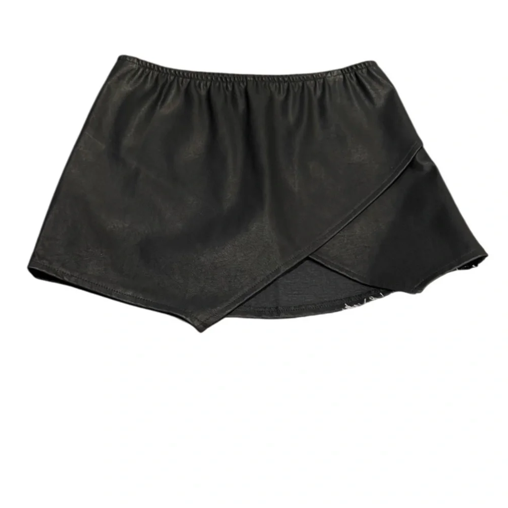 Olivaceous Faux Leather Skort